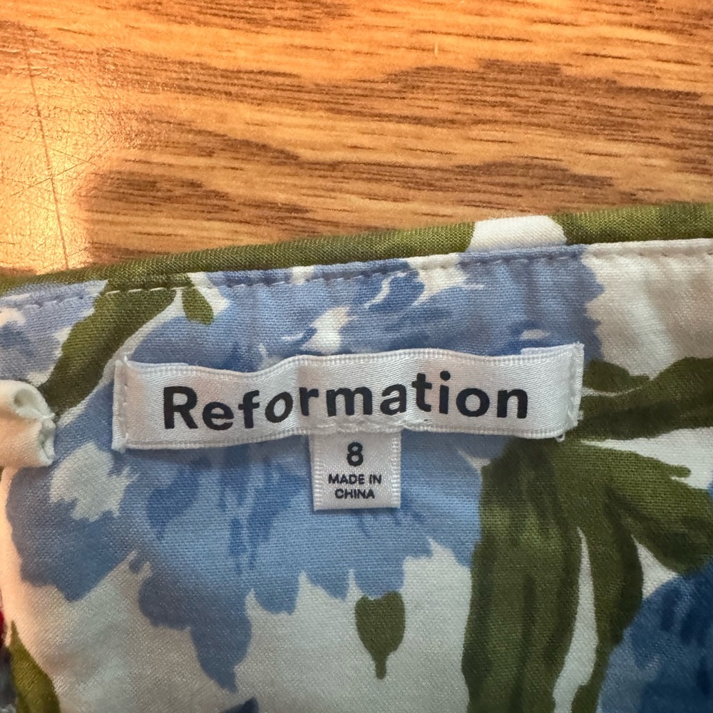 Reformation Blue and Green Floral Garment